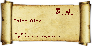 Paizs Alex névjegykártya
